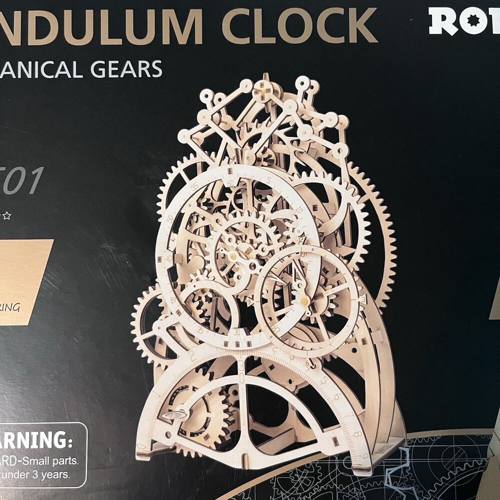 Rokr Pendulum Clock Mechanical Gears Laser Cut Wooden Puzzle & Working Clock NIB